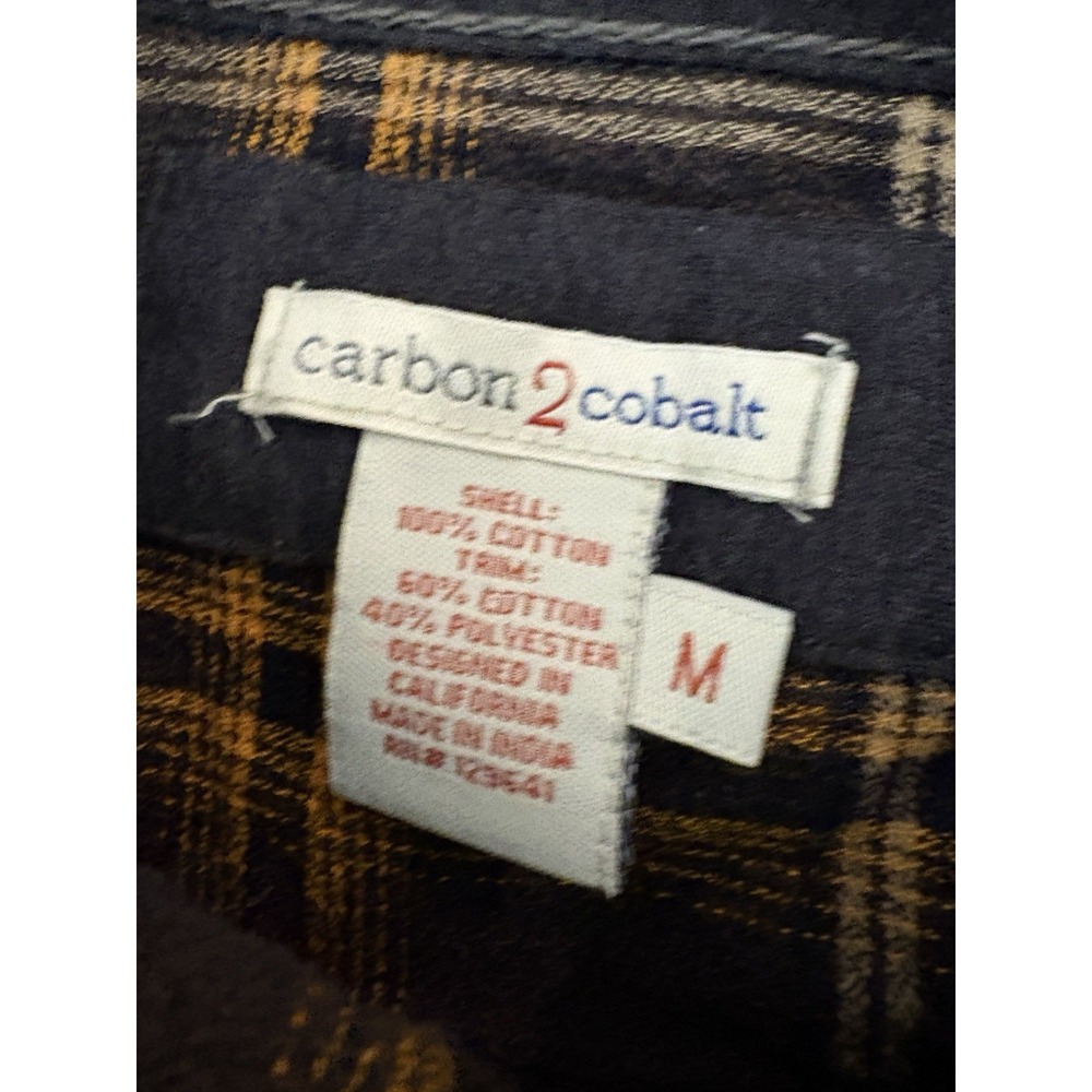 Carbon2Cobalt Men's Medium Timbers Flannel‎ Brown/Gold Plaid Long Sleeve Shirt - Picture 6 of 10